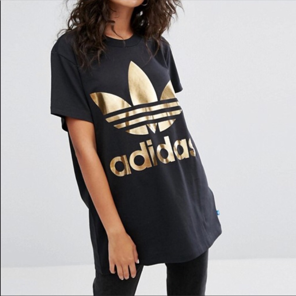 Black and rose gold adidas shirt